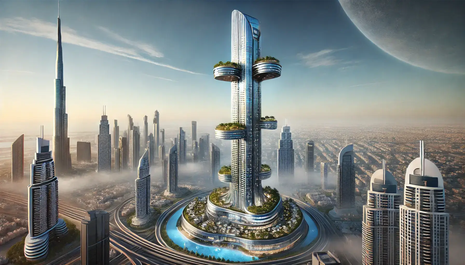 Rendering of Tiger Sky Tower in Dubai — Future Landmark with Infinity Pool and Zip Line